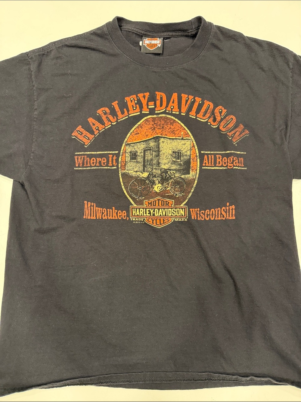 Harley-Davidson Black Tee with Orange Graphic